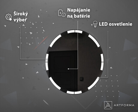 Nástenne okrúhle zrkadlo do kupelne s osvetlenim LED s batériovým L120 #4