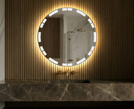 Okrúhle moderne zrkadlo do kupelne s LED s batériovým L121