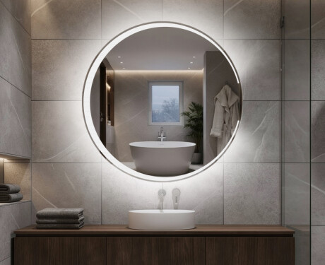 Nástenne okrúhle zrkadlo do kupelne s osvetlenim LED s batériovým L123