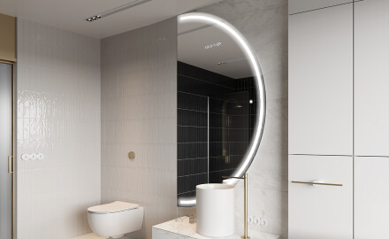 Moderné LED Polokruhové Zrkadlo - Štýlové Osvetlenie pre Kúpeľňu A223