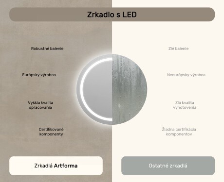 Nástenne zrkadlo okrúhle do kupelne 80cm so studenou farbou LED 7000K, teplou farbou 3000K alebo neutrálnou farbou 4500K #6
