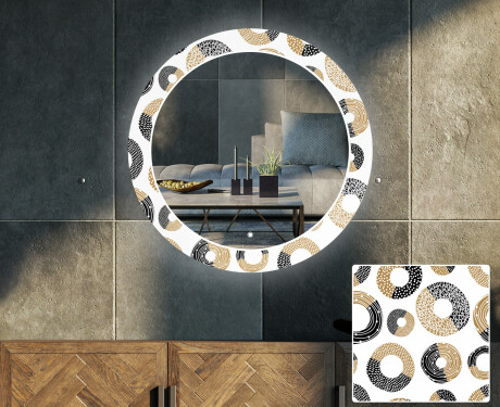 Okrúhle ozdobne podsvietene zrkadlo do obývačky - Donuts