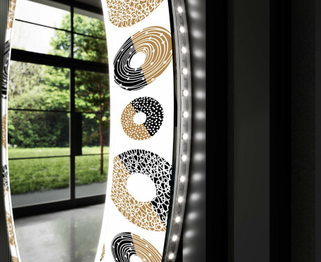 Okrúhle dekoratívne zrkadlo s LED podsvietením do obývacej izby - Donuts #11