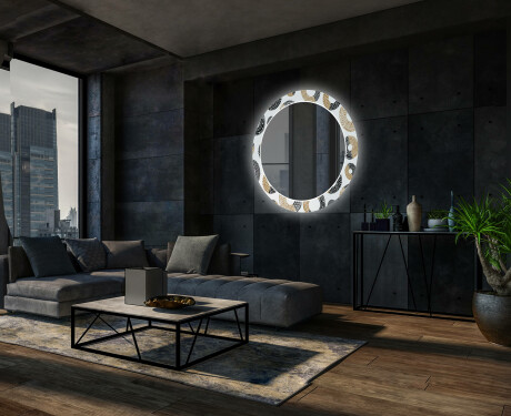 Okrúhle dekoratívne zrkadlo s LED podsvietením do obývacej izby - Donuts #12