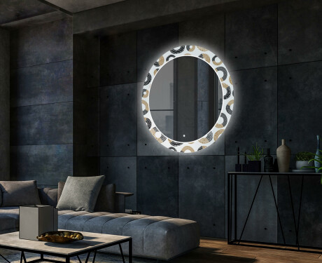 Okrúhle dekoratívne zrkadlo s LED podsvietením do obývacej izby - Donuts #2