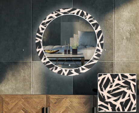 Okrúhle dekoratívne zrkadlo s LED podsvietením do obývacej izby - Lines #1