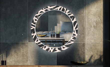 Okrúhle ozdobne podsvietene zrkadlo do obývačky - Lines