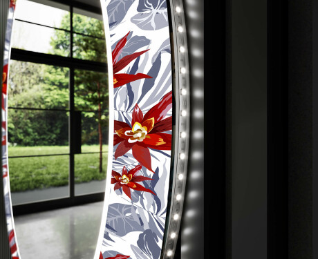 Okrúhle dekoratívne zrkadlo s LED podsvietením do predsiene - Sea Flowers #11
