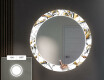 Okrúhle dekoratívne zrkadlo s LED podsvietením do predsiene - Golden Flowers #4