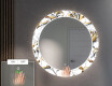 Okrúhle dekoratívne zrkadlo s LED podsvietením do predsiene - Golden Flowers #5