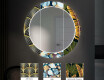 Dekoratívne okrúhle zrkadlo do chodbys osvetlenim - Golden Flowers #6