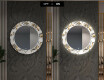 Dekoratívne okrúhle zrkadlo do chodbys osvetlenim - Golden Flowers #7