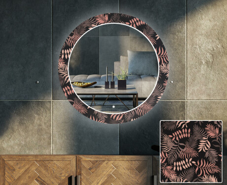Okrúhle dekoratívne zrkadlo s LED podsvietením do obývacej izby - Jungle #1