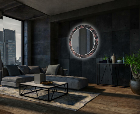Okrúhle dekoratívne zrkadlo s LED podsvietením do obývacej izby - Jungle #12
