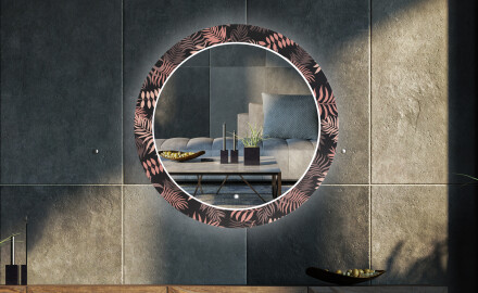Moderne okrúhle ozdobné zrkadlo LED do obývačky - Jungle