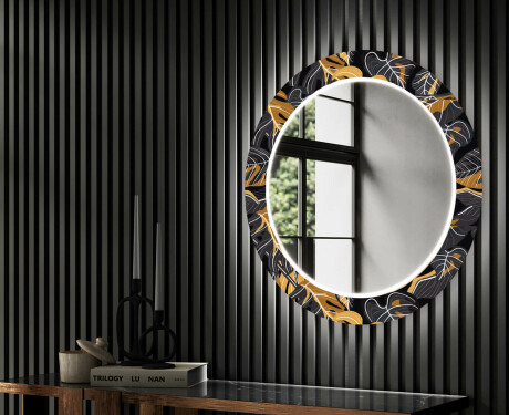 Okrúhle dekoratívne zrkadlo s LED podsvietením do predsiene - Autumn Jungle #2