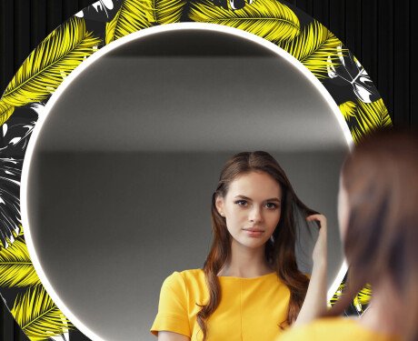 Dekoratívne okrúhle zrkadlo do chodbys osvetlenim - Gold Jungle #12