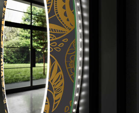 Okrúhle dekoratívne zrkadlo s LED podsvietením do predsiene - Ancient Pattern #11