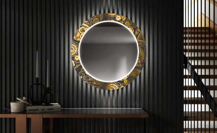 Dekoratívne okrúhle zrkadlo do chodbys osvetlenim - Ancient Pattern