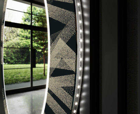 Okrúhle ozdobne podsvietene zrkadlo do obývačky - Dotted Triangles #11