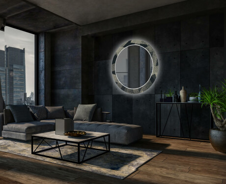 Okrúhle ozdobne podsvietene zrkadlo do obývačky - Dotted Triangles #12