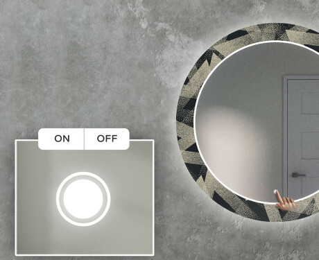 Okrúhle ozdobne podsvietene zrkadlo do obývačky - Dotted Triangles #4