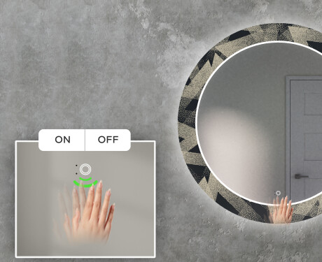 Okrúhle ozdobne podsvietene zrkadlo do obývačky - Dotted Triangles #5