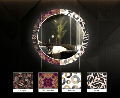 Okrúhle ozdobne podsvietene zrkadlo do obývačky - Dotted Triangles #6