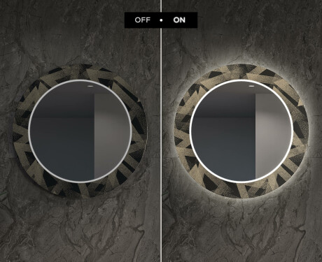 Okrúhle ozdobne podsvietene zrkadlo do obývačky - Dotted Triangles #7