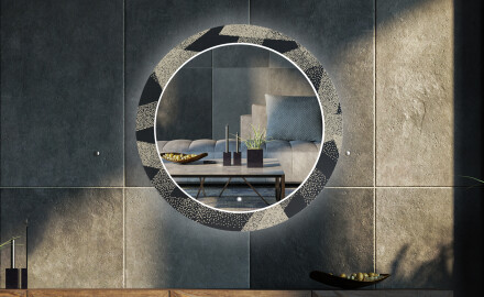 Okrúhle ozdobne podsvietene zrkadlo do obývačky - Dotted Triangles