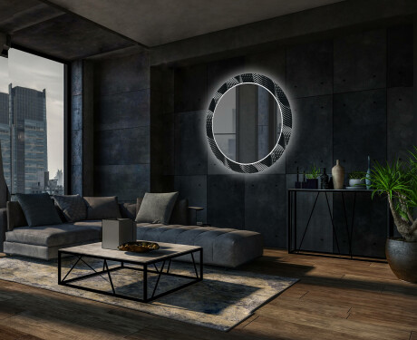 Moderne okrúhle ozdobné zrkadlo LED do obývačky - Dandelion #12