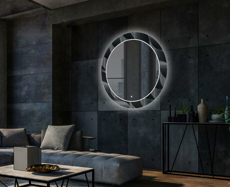 Moderne okrúhle ozdobné zrkadlo LED do obývačky - Dandelion #2