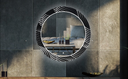 Moderne okrúhle ozdobné zrkadlo LED do obývačky - Dandelion