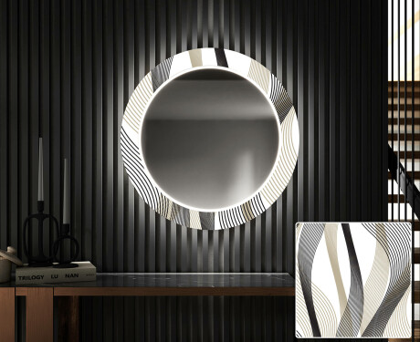 Dekoratívne okrúhle zrkadlo do chodbys osvetlenim - Waves