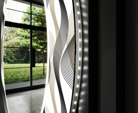 Okrúhle dekoratívne zrkadlo s LED podsvietením do predsiene - Waves #11