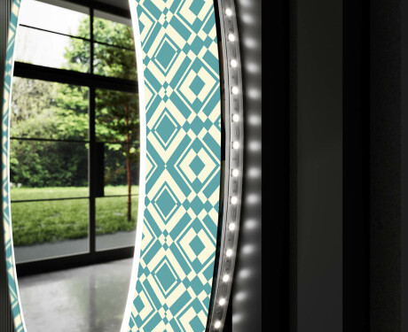 Okrúhle moderne dekoratívne zrkadlo LED do kupelne - Abstract Seamless #11