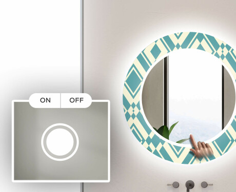 Okrúhle dekoratívne zrkadlo s LED podsvietením do kúpeľne - Abstract Seamless #4