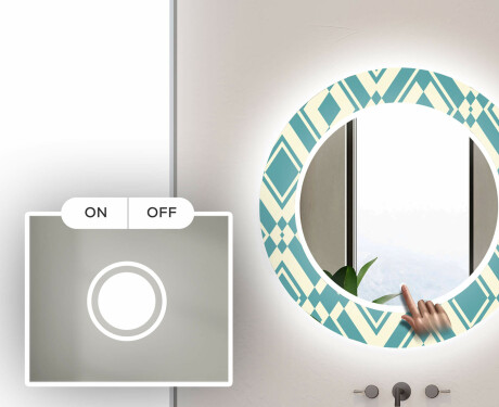 Okrúhle moderne dekoratívne zrkadlo LED do kupelne - Abstract Seamless #4