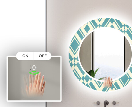 Okrúhle dekoratívne zrkadlo s LED podsvietením do kúpeľne - Abstract Seamless #5