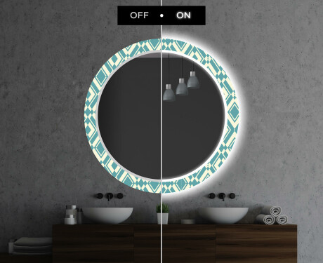 Okrúhle dekoratívne zrkadlo s LED podsvietením do kúpeľne - Abstract Seamless #7