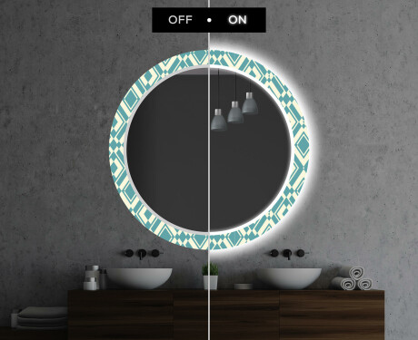 Okrúhle moderne dekoratívne zrkadlo LED do kupelne - Abstract Seamless #7