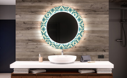 Okrúhle moderne dekoratívne zrkadlo LED do kupelne - Abstract Seamless