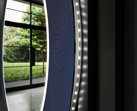 Okrúhle dekoratívne zrkadlo s LED podsvietením do kúpeľne - Blue Drawing #11