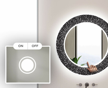 Okrúhle dekoratívne zrkadlo s LED podsvietením do kúpeľne - Dotts #4