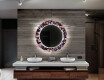 Okrúhle dekoratívne zrkadlo s LED podsvietením do kúpeľne - Elegant Flowers #12