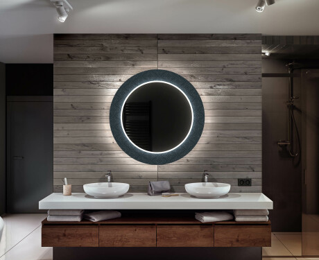 Okrúhle dekoratívne zrkadlo s LED podsvietením do kúpeľne - Elegant #12
