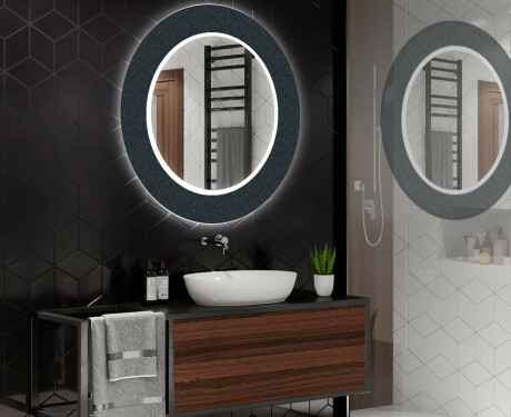 Okrúhle dekoratívne zrkadlo s LED podsvietením do kúpeľne - Elegant #2