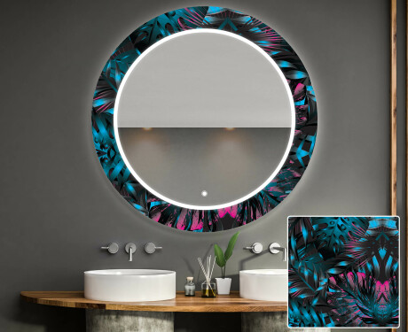 Okrúhle dekoratívne zrkadlo s LED podsvietením do kúpeľne - Fluo Tropic #1