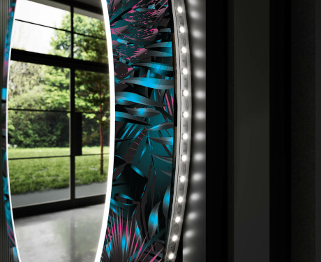 Okrúhle dekoratívne zrkadlo s LED podsvietením do kúpeľne - Fluo Tropic #11