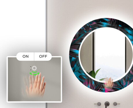 Okrúhle dekoratívne zrkadlo s LED podsvietením do kúpeľne - Fluo Tropic #5